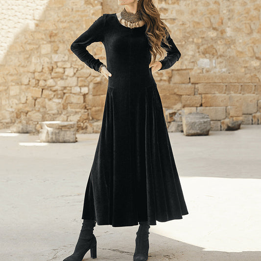 Vintage Velvet Simple Comfortable Warm Dress elevenforest