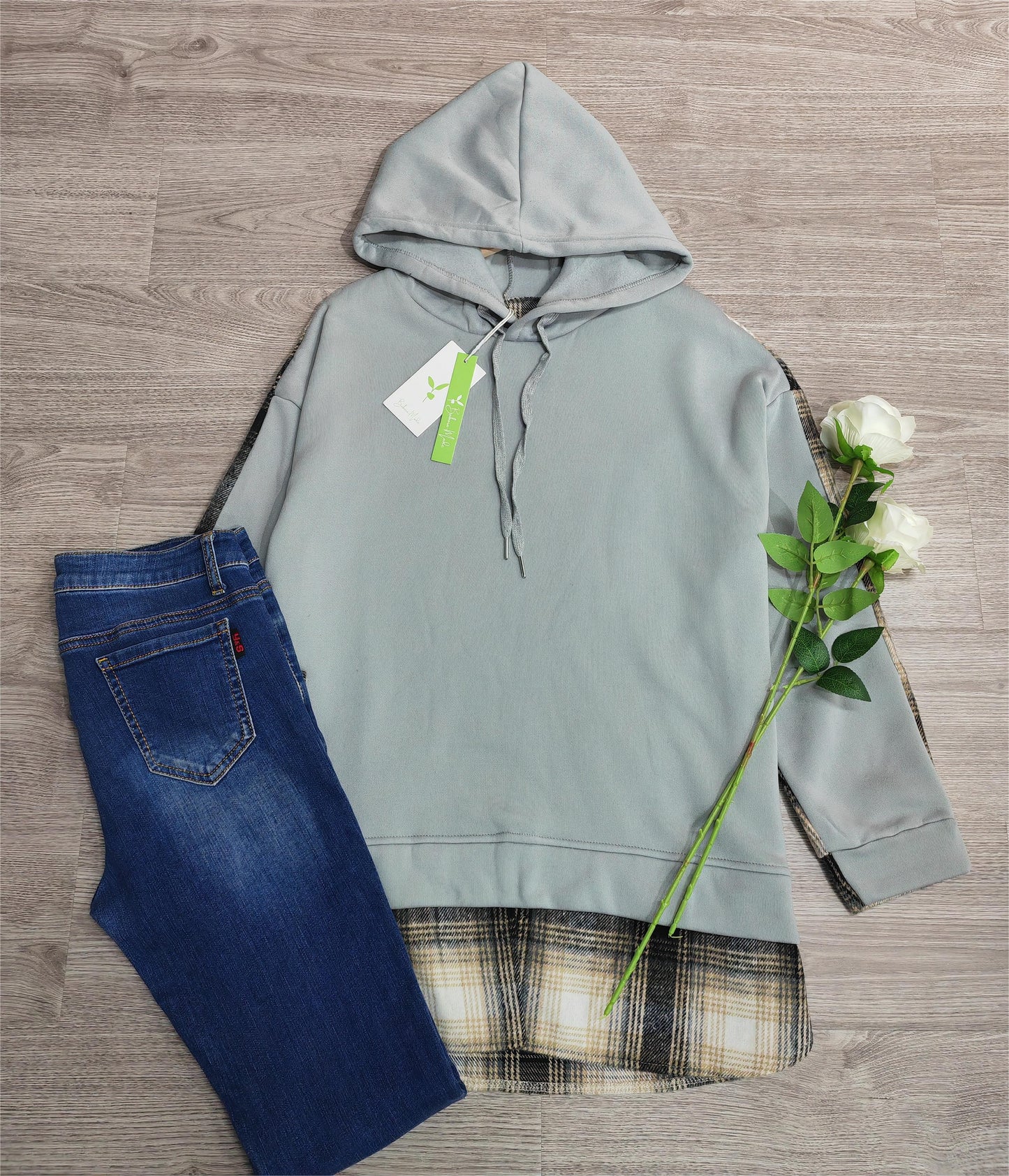 LM | Comfortable long-sleeved patchwork sweatshirt