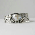 White Stone Silver Wavy Ring