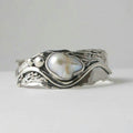 White Stone Silver Wavy Ring