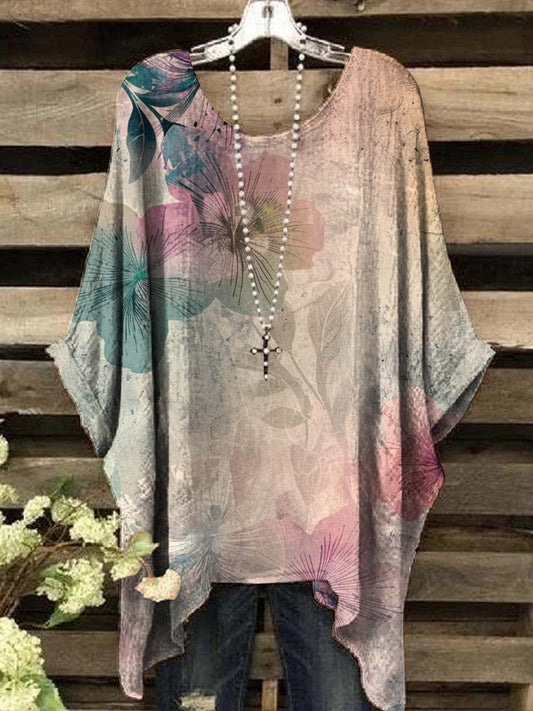 Women's Vintage Gradient Floral Print Casual Top
