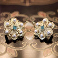 Crystal Flower Pearl Earrings