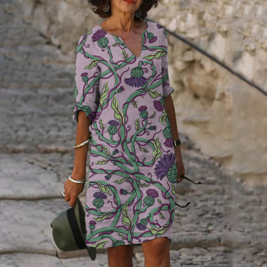 Scottish Thistle Art Print Midi Dress artswardrobe