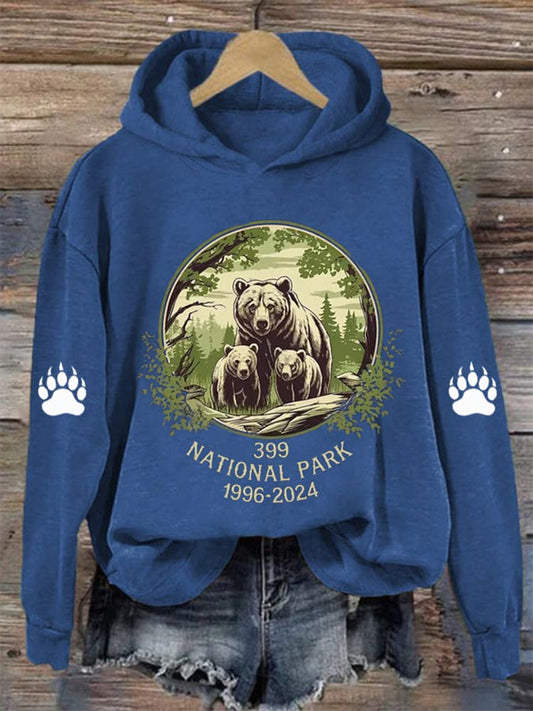 Comstylish Women's Grizzly Bear 399 Printed Casual Hooded Sweatshirt
