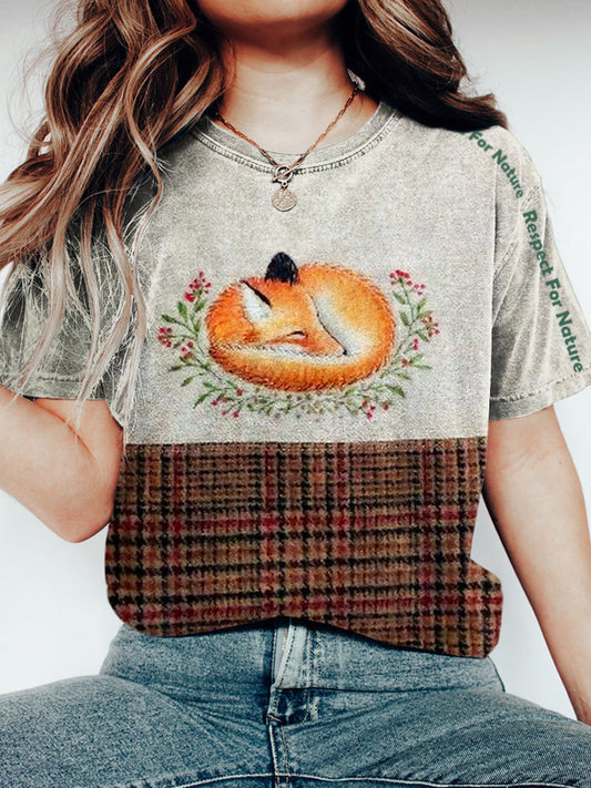 Forest Fox Protect Nature Awareness Vintage Women's T-shirt artswardrobe