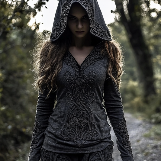 Women's Viking Celtic Art Cotton And Linen Hoodie artswardrobe