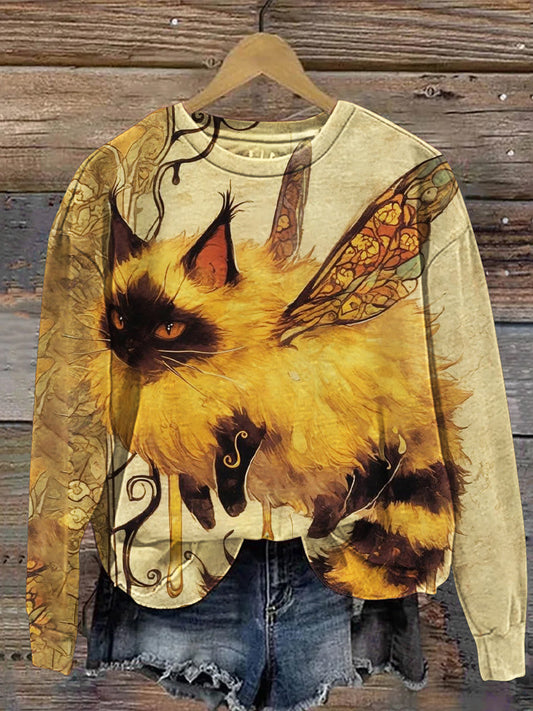 Comstylish Funny Bee Cat Women's Casual Sweatshirt