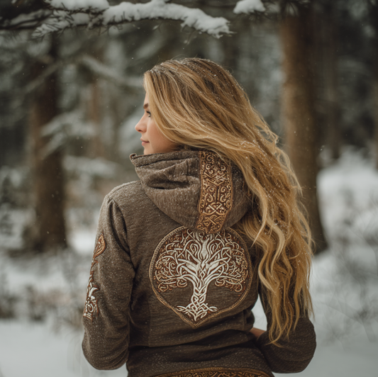 Comstylish Women's Viking Retro Style Hooded Sweatshirt