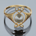 Pearl & Gold Hearrt Ring