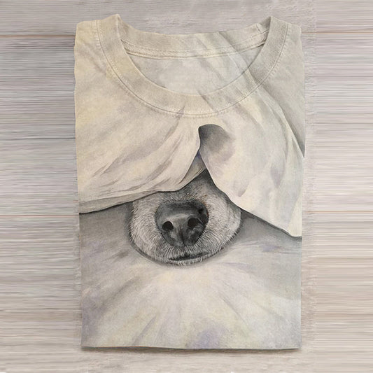 Comstylish Cute Dog Print Crew Neck Short Sleeved T-Shirt