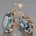 Blue Crystal Golden Earrings