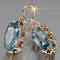 Blue Crystal Golden Earrings