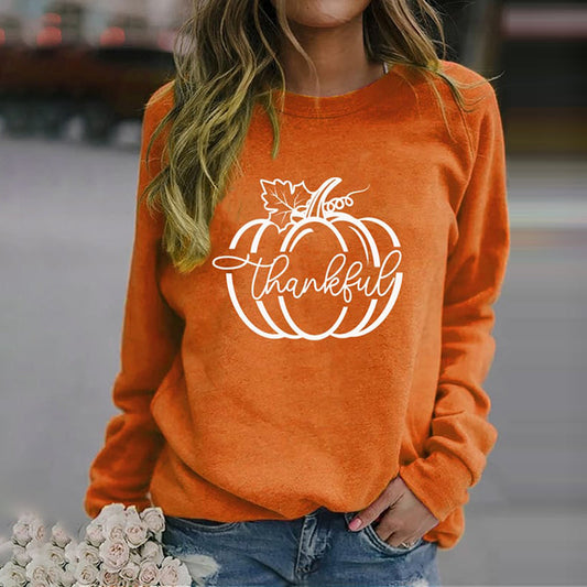Women's Thanksgiving Thanksgiving Pumpkin Print Sweatshirt artswardrobe