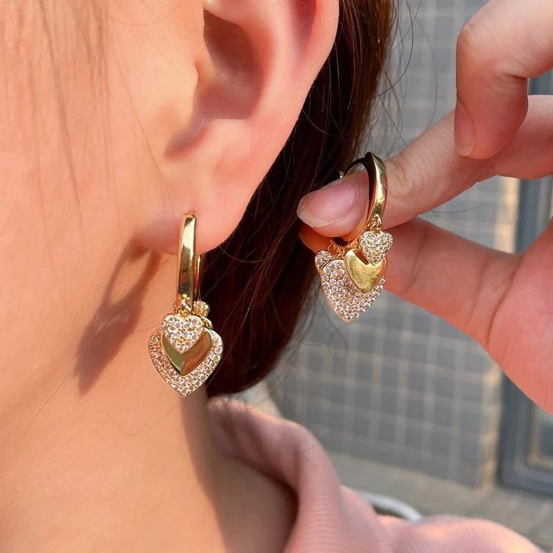 Golden Bright Heart Earrings