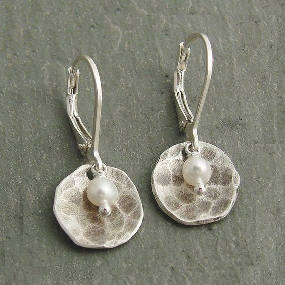 Rounded Pearl Silver Earrings