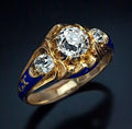 Old Golden Blue Zirconia Ring