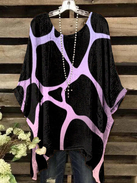 Women's Vintage Giraffe Pattern Round Neck Top