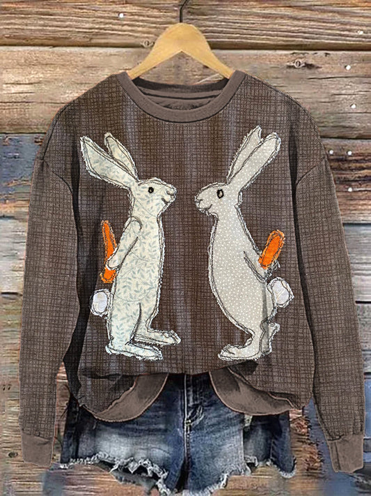Bunny & Plaid Pattern Cozy Vintage Sweatshirt artswardrobe