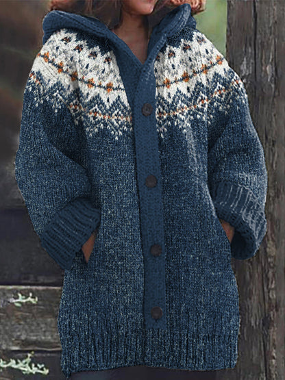Fairman Island Snowflake Contrast Sweater Cardigan elevenforest
