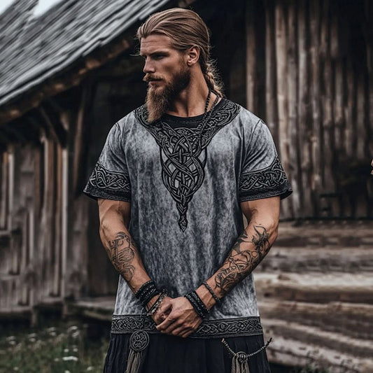 Men's Viking Celtic Knot Art Linen Casual T-shirt artswardrobe