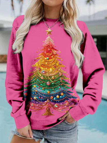 Comstylish Glitter Sparkly Christmas Tree Comfy Sweatshirt