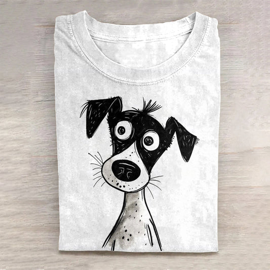 Comstylish Dog Art Print Casual Short Sleeve T-Shirt