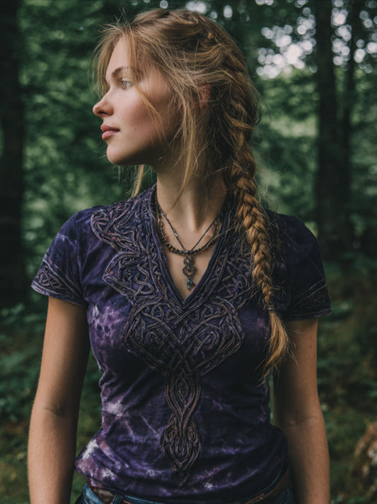 Women's Viking V-neck Short-sleeved Shirt artswardrobe