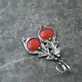 Red Stone Leaf Earrings