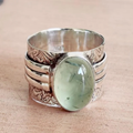 Green Glass Silver Ring