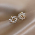 White Opal Earrings in Gold