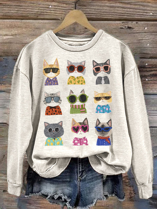 Comstylish Cute Cat Print Sweatshirt