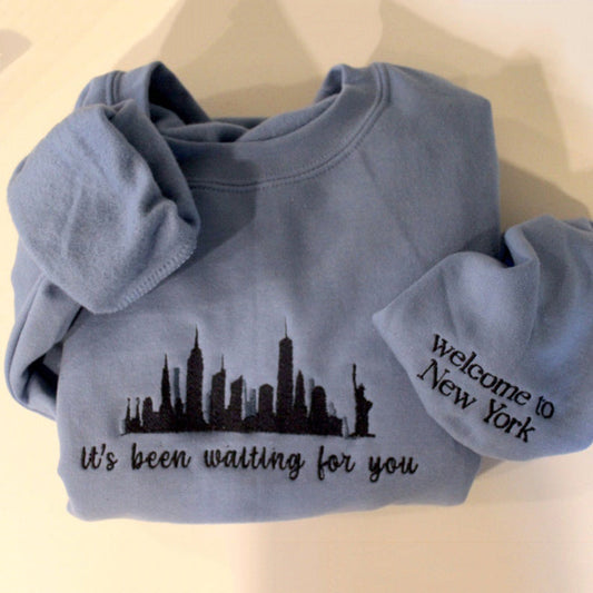 Comstylish Welcome To New York Embroidered Sweatshirt