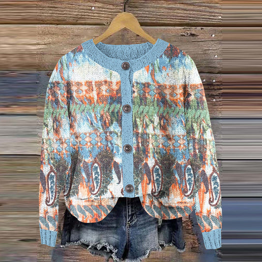 Vintage Paisley Knitted Cardigan Sweater elevenforest