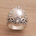 Rounded Pearl Silver Ring