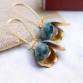 Blue Lotus Golden Earrings