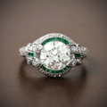 Green Glass White Zirconia Ring