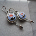 Rounded Enamel Flower Earrings