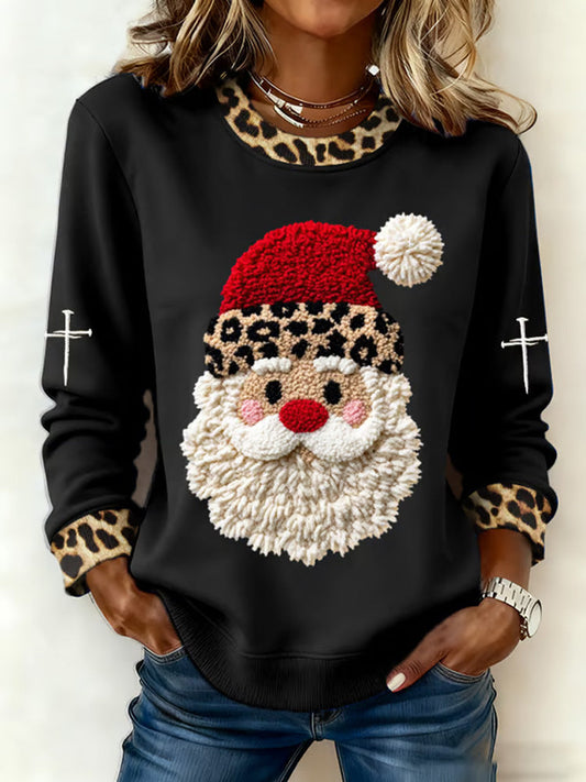 Comstylish Women's Christmas Faith Print Crew Neck Sweatshirt