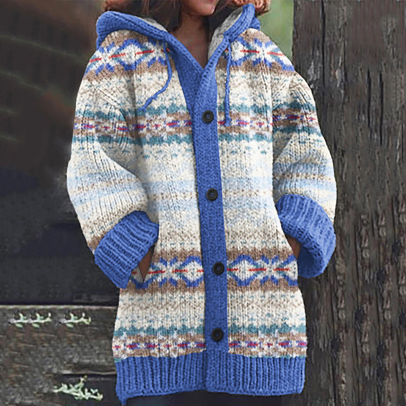 Vintage Icelandic Tribal Contrasting Color Knitted Warm Sweater Cardigan elevenforest