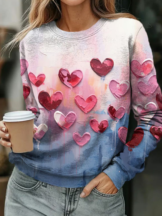 Comstylish Women's Valentines Day Art Print Casual Sweatshirt