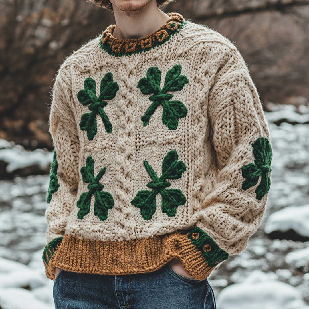 Men's Irish Celtic Knotted Knit Jacquard Warmth Sweater elevenforest