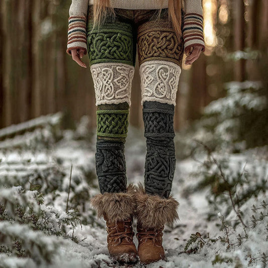 Vintage Viking Style Celtic Knot Slimming Retro Leggings elevenforest