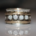 Inlaid Rounded Crystals Gold & Silver Ring