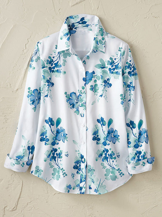 Women's Casual Floral Print Cotton T-shirt artswardrobe
