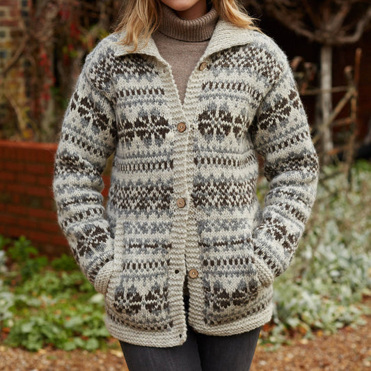 Vintage Fair Isle Jacquard Cozy Knit Lapel Cardigan elevenforest