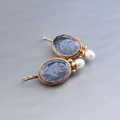 Blue Glass Pearl Earrings