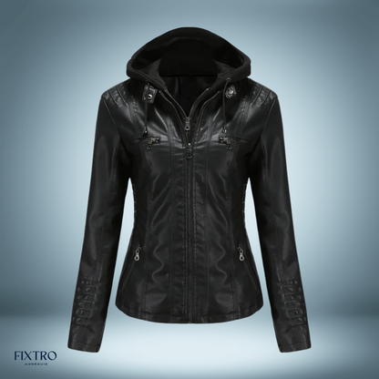 LM | Leather jacket with hood