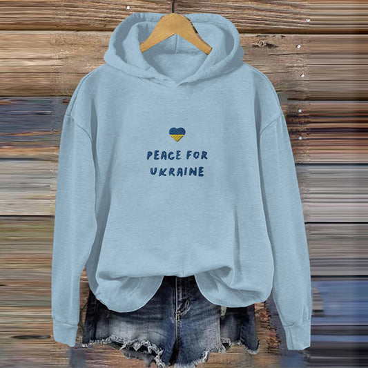 Comstylish Women's Peace For Ukraine Embroidery Hoodie