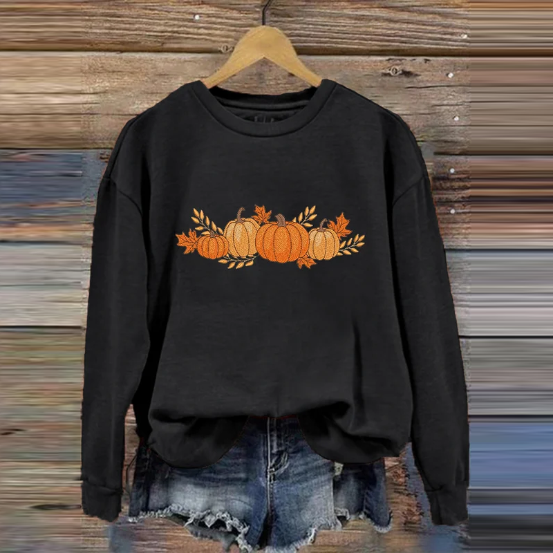 Thanksgiving Autumn Pumpkin It's Fall Y'all Geometric Printed Women's Sweatshirt artswardrobe