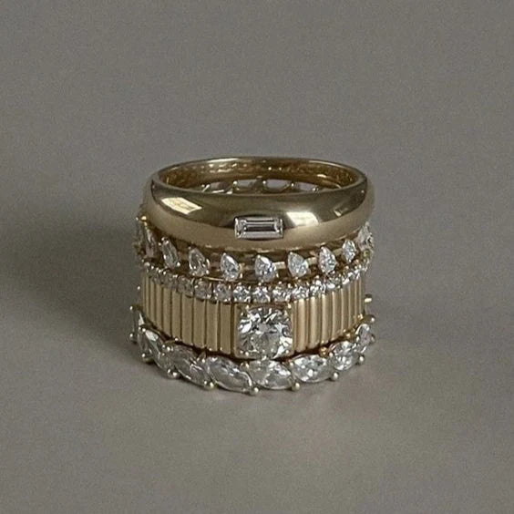 Gold & Zirconia Ring Set